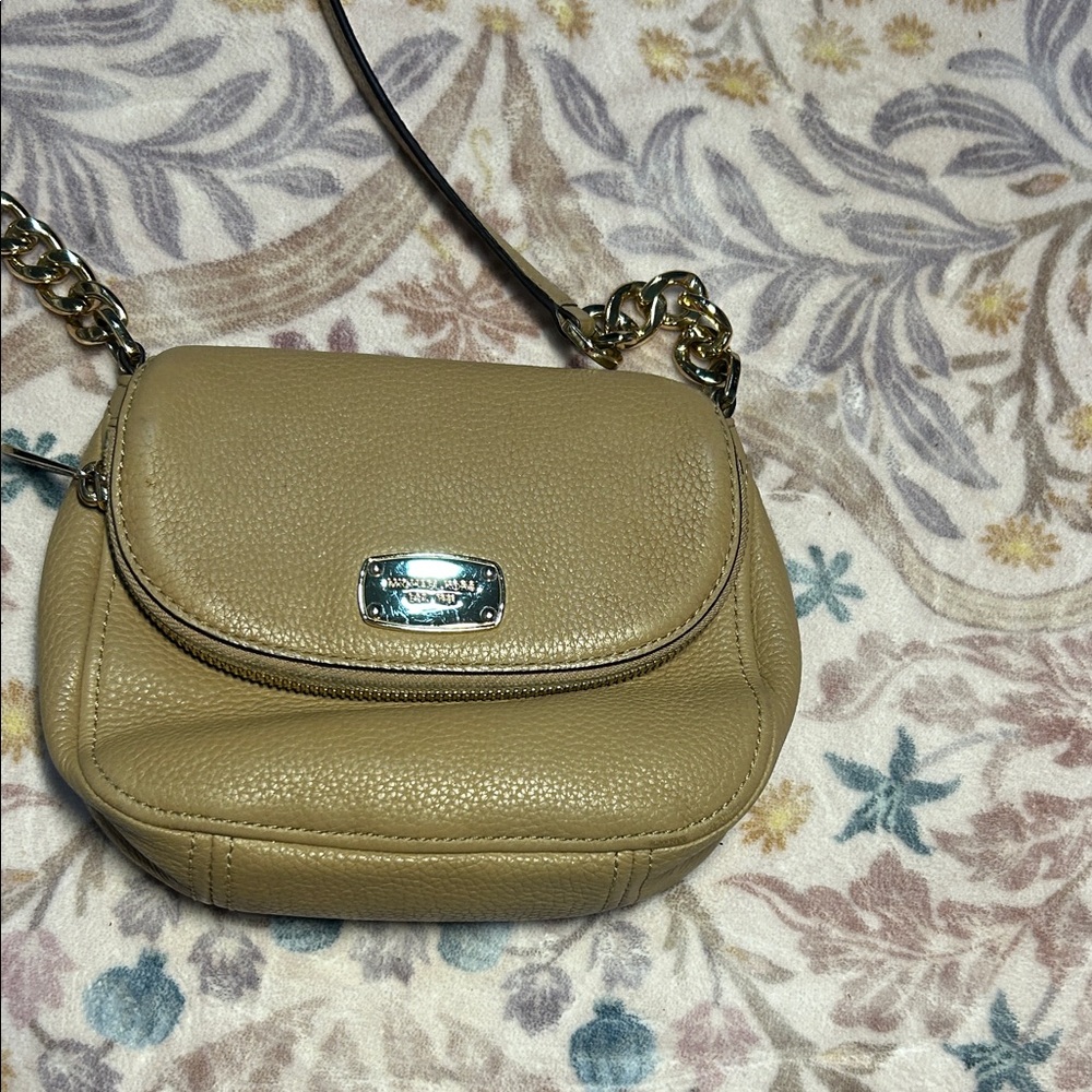 Michael Kors Pebbled Leather Crossbody Bag in Taupe